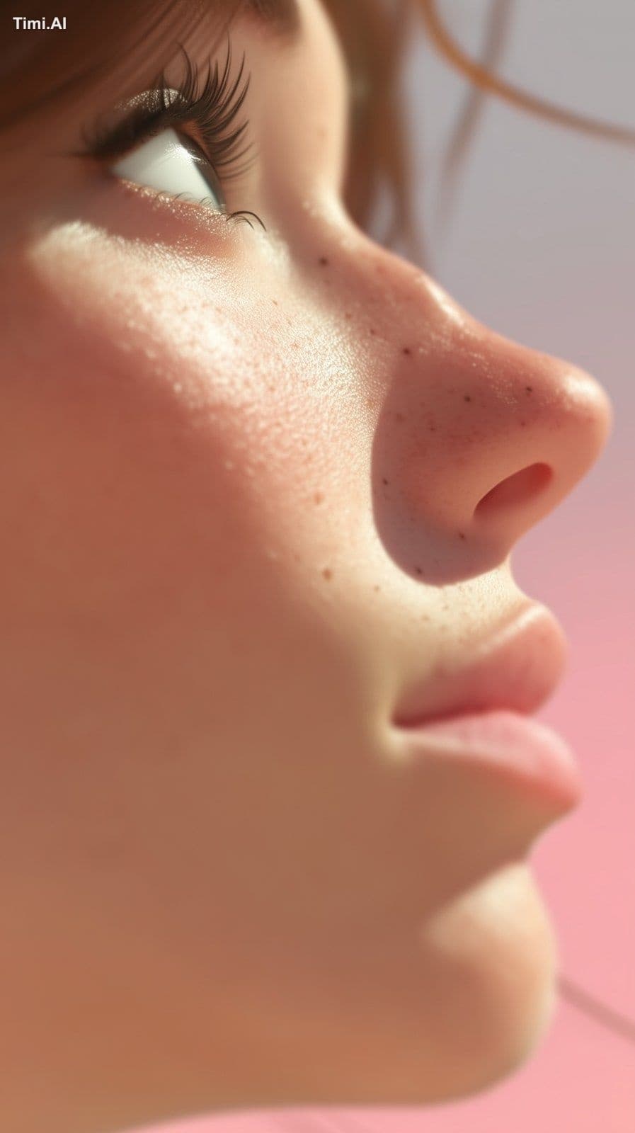 macro close-up of cheek and nose area with refined glass ski