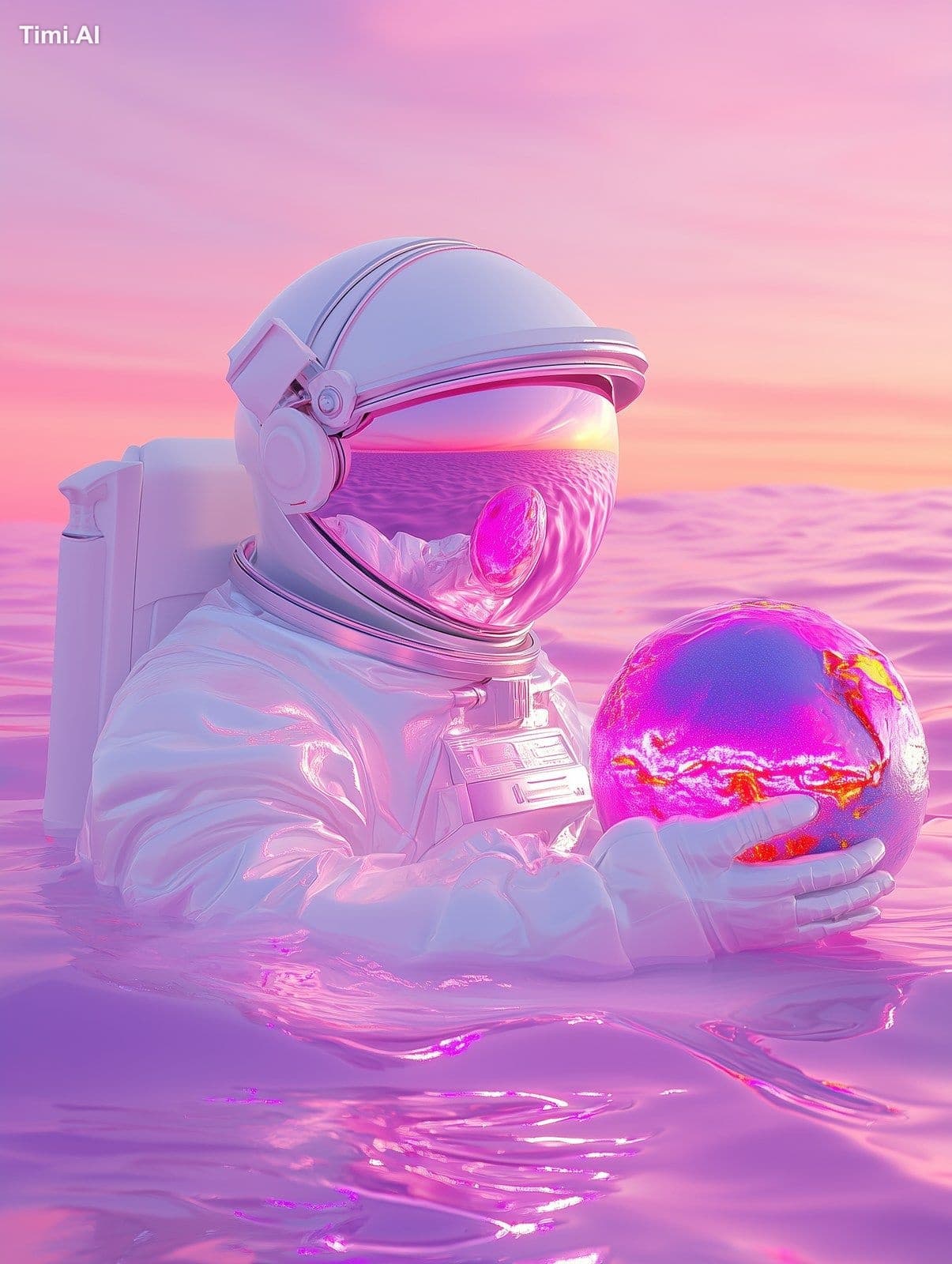An ultra-realistic, cinematic scene of an astronaut holding 