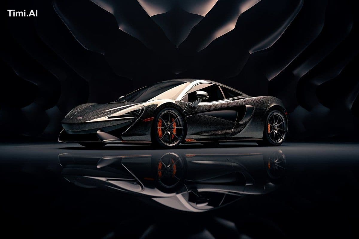 mclaren 600LT, side view, in the style of hasselblad 1600f, 