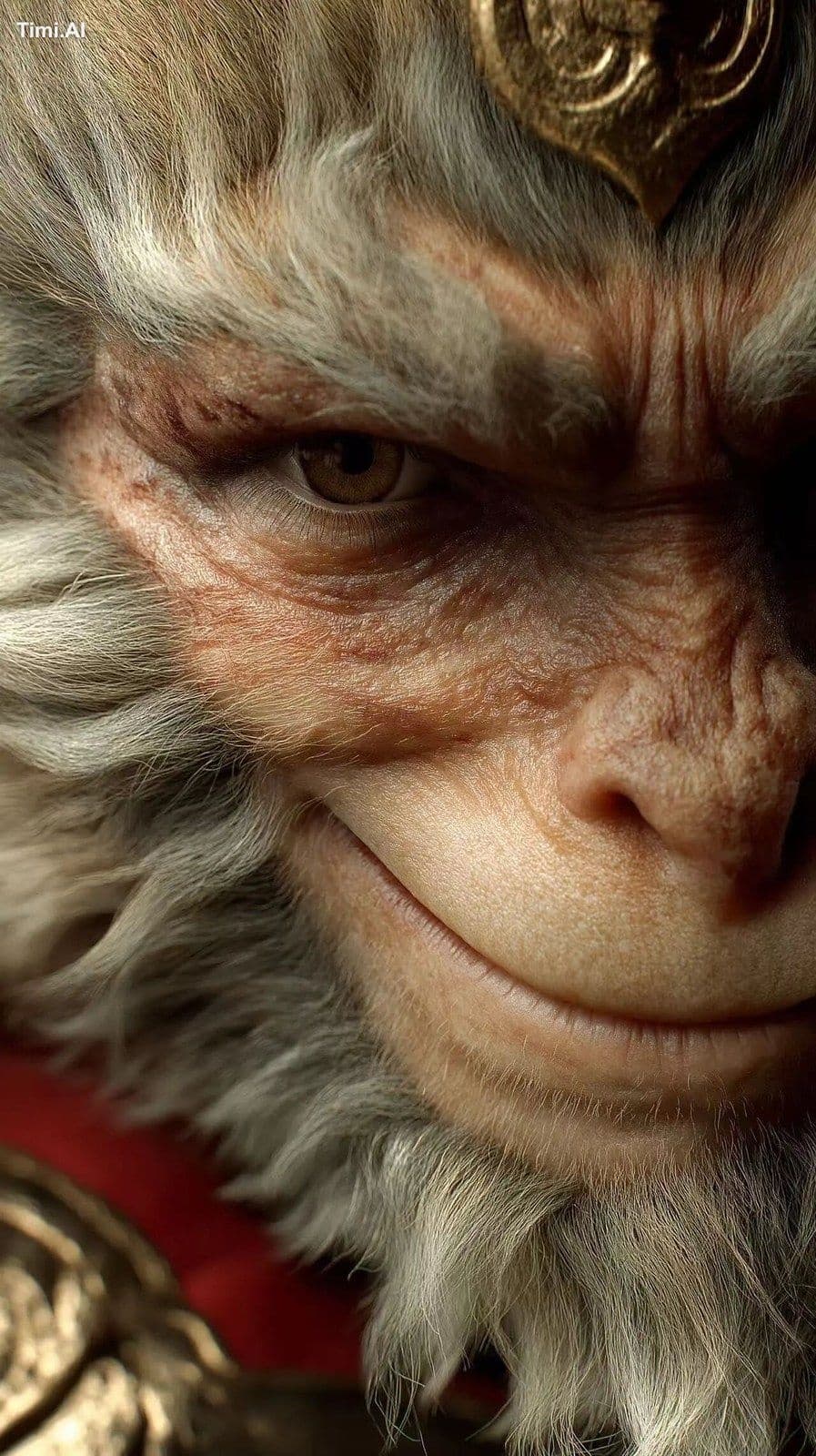 Sun Wukong ultra detailed face, half face close-up, sharp sm