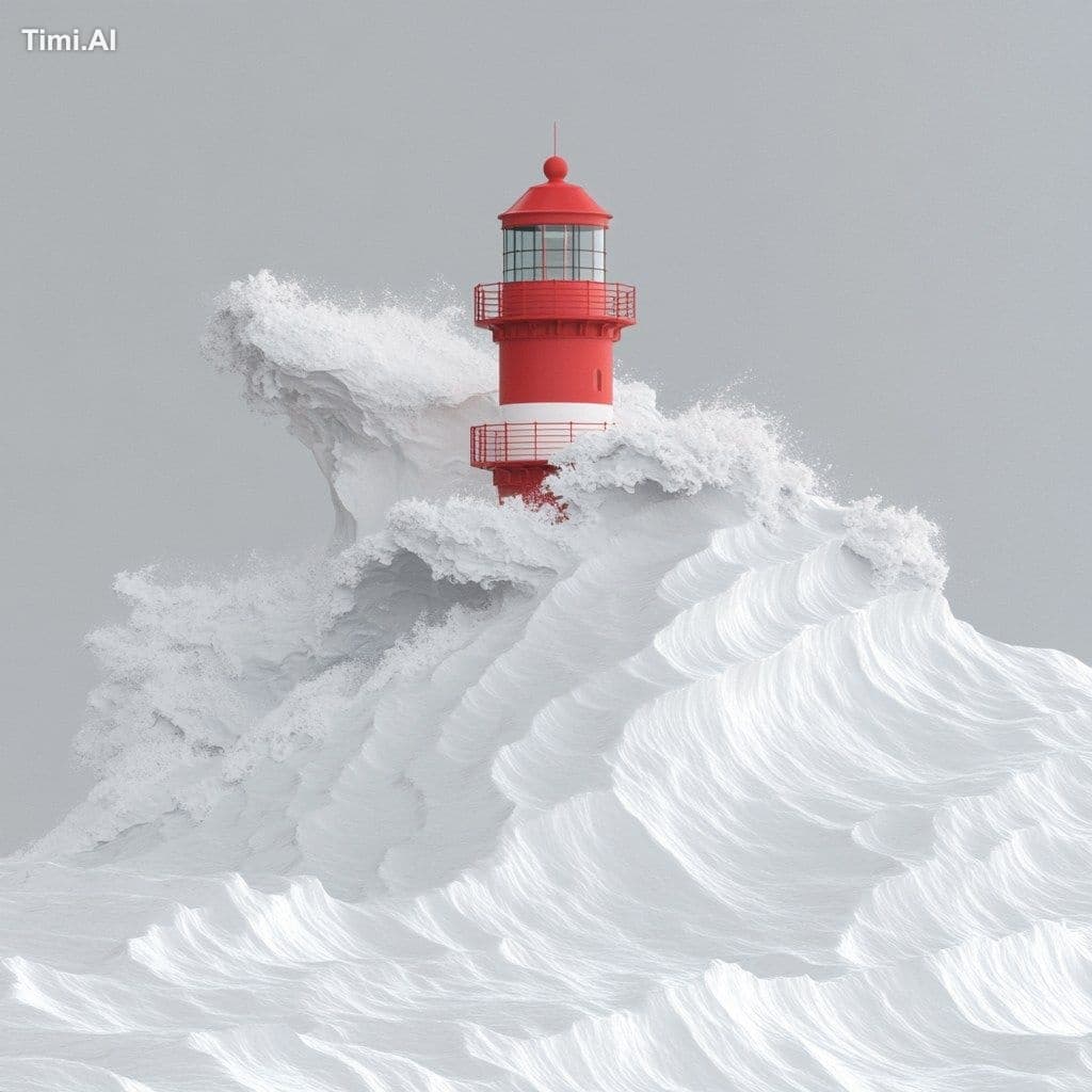 A hyper-realistic landscape photography of a lighthouse cove