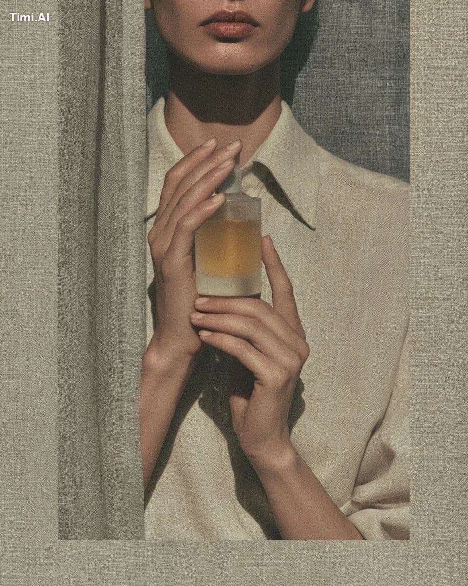 An editorial beauty shot, close-up of a woman’s hands holdin