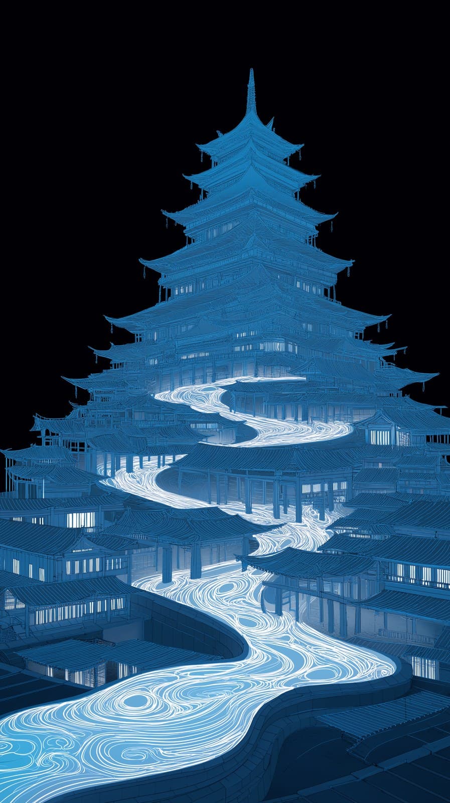 Concept art for architectural projection mapping on an ancie