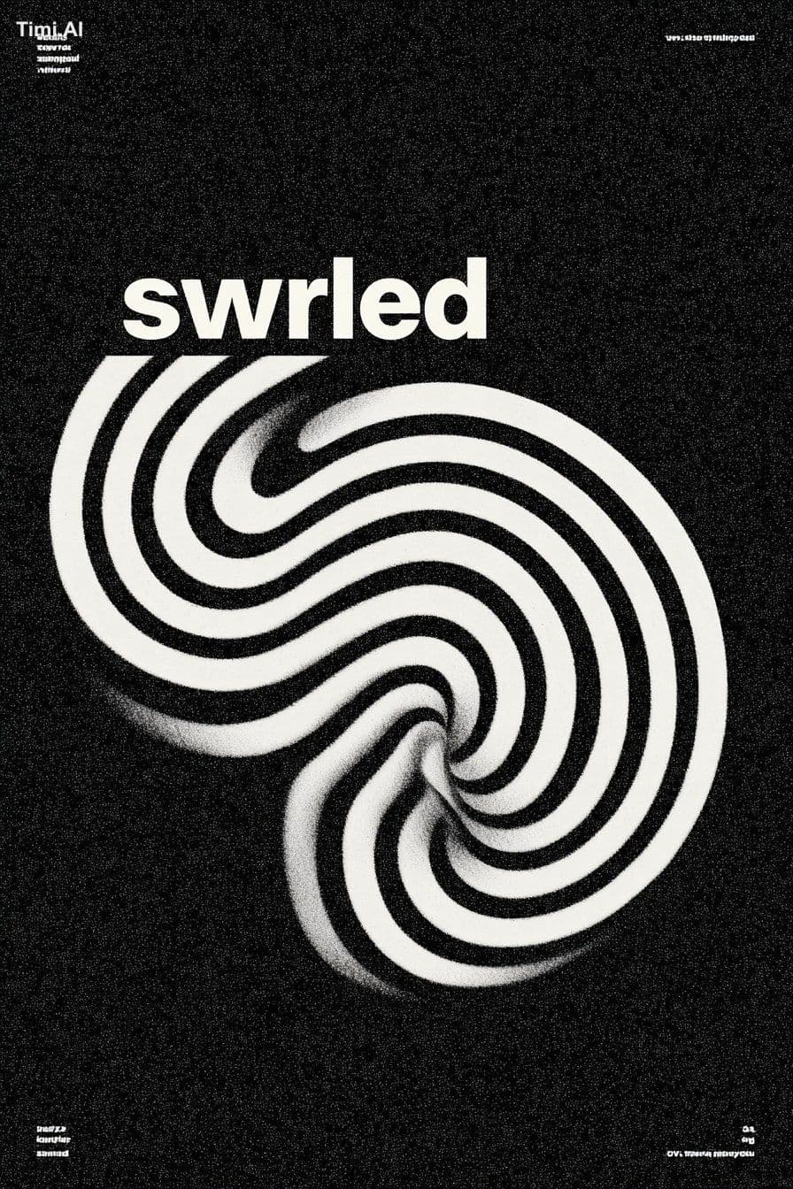 "Swirled", poster, flat design, bold typography --ar 85:128 