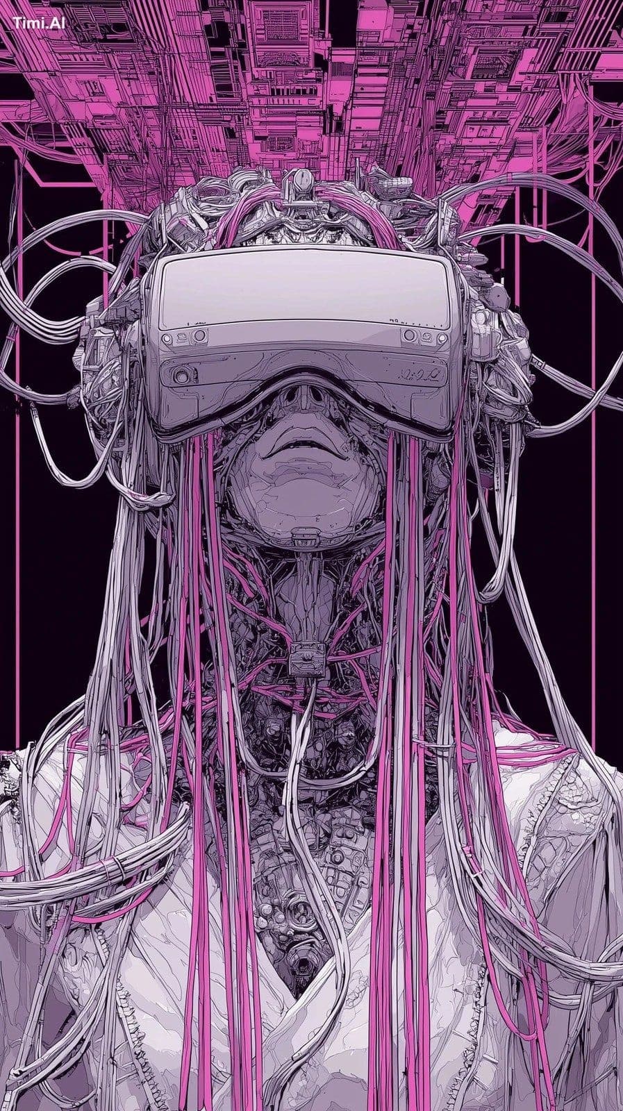 an Editorial Poster of a New Media Technology cybernetic god