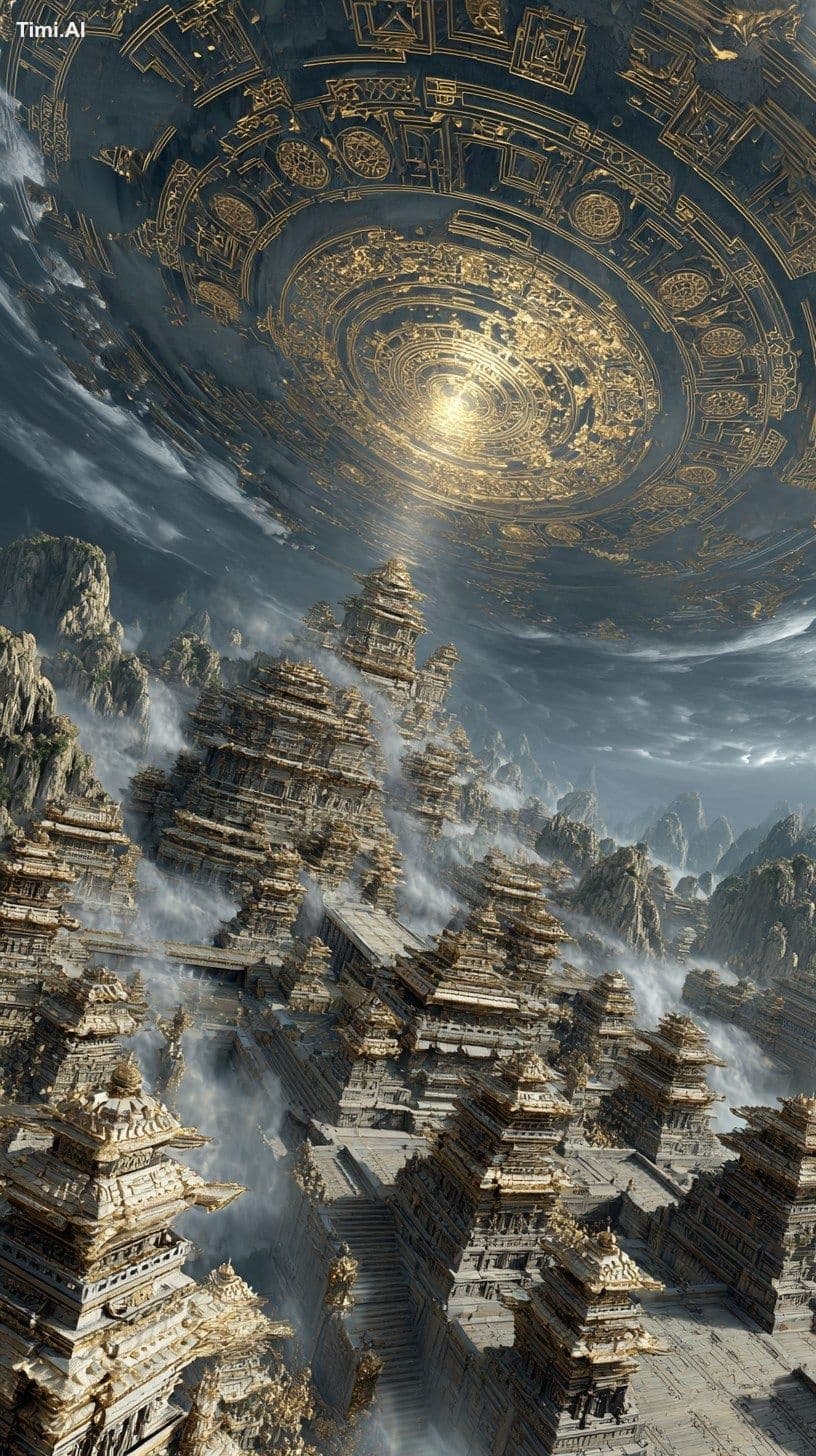 Cosmic justice composition in the style of epic historical p