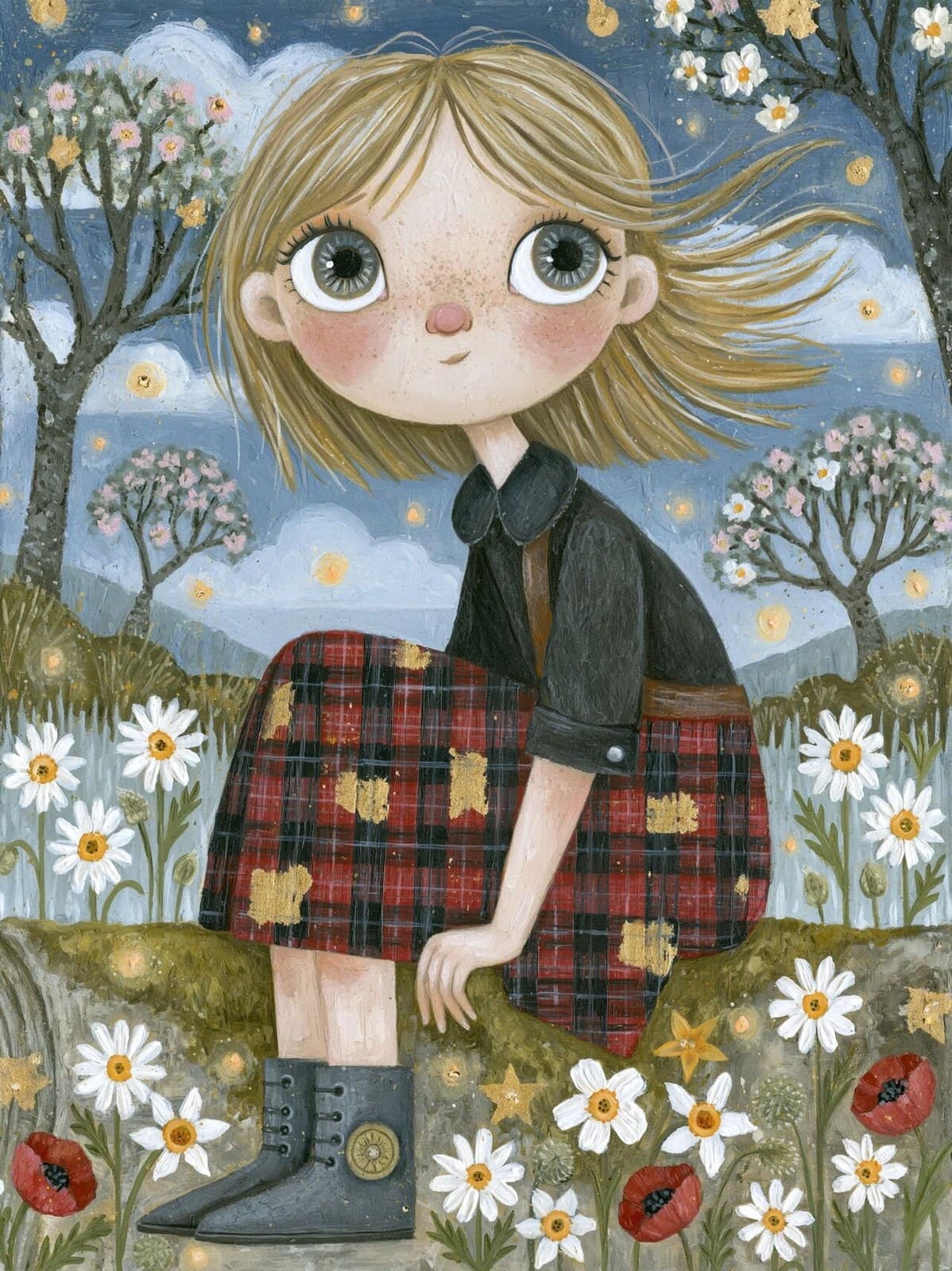 Ultra-detailed impasto painted Whimsical 12 year old child,