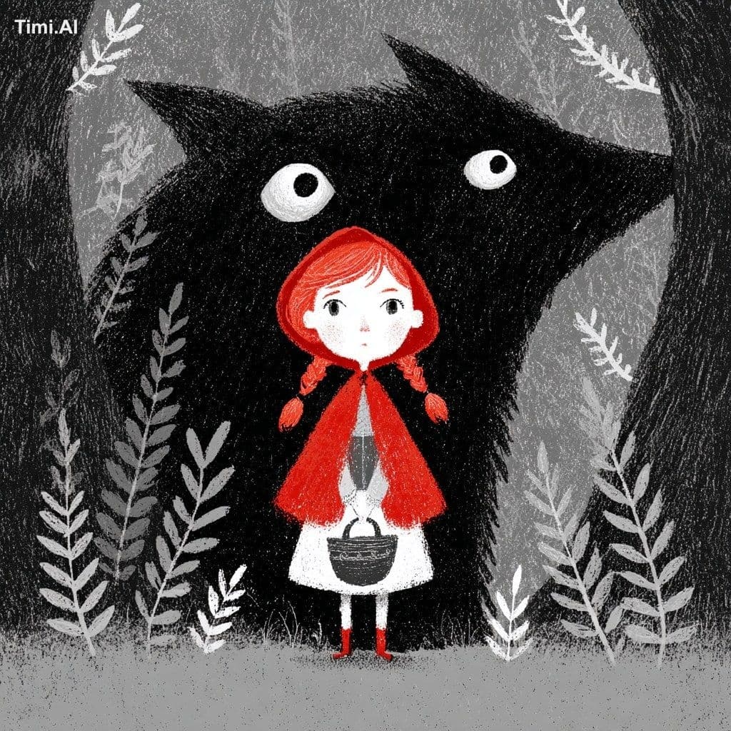 red riding hood illustration. My what big googly eyes you ha