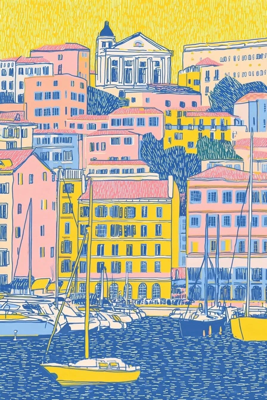 marseille harbor as seen from the east side of the harbor, h