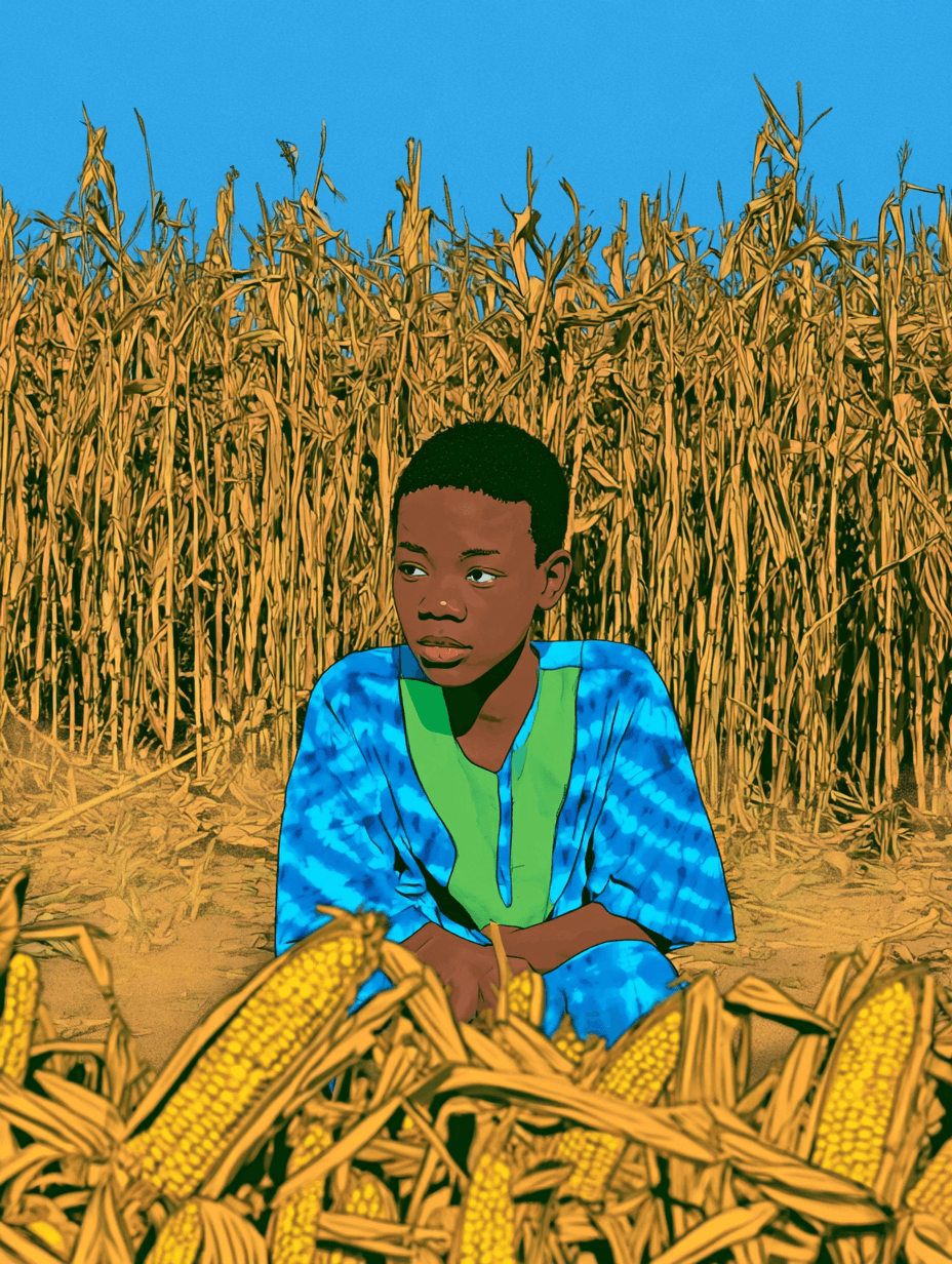 A young African boy wearing a traditional dashiki in handcra