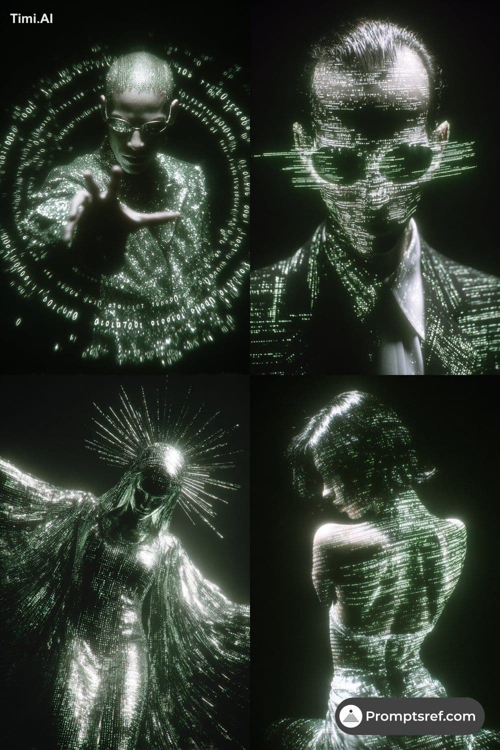 matrix code rain
holographic glitch
neon green backlight
bin