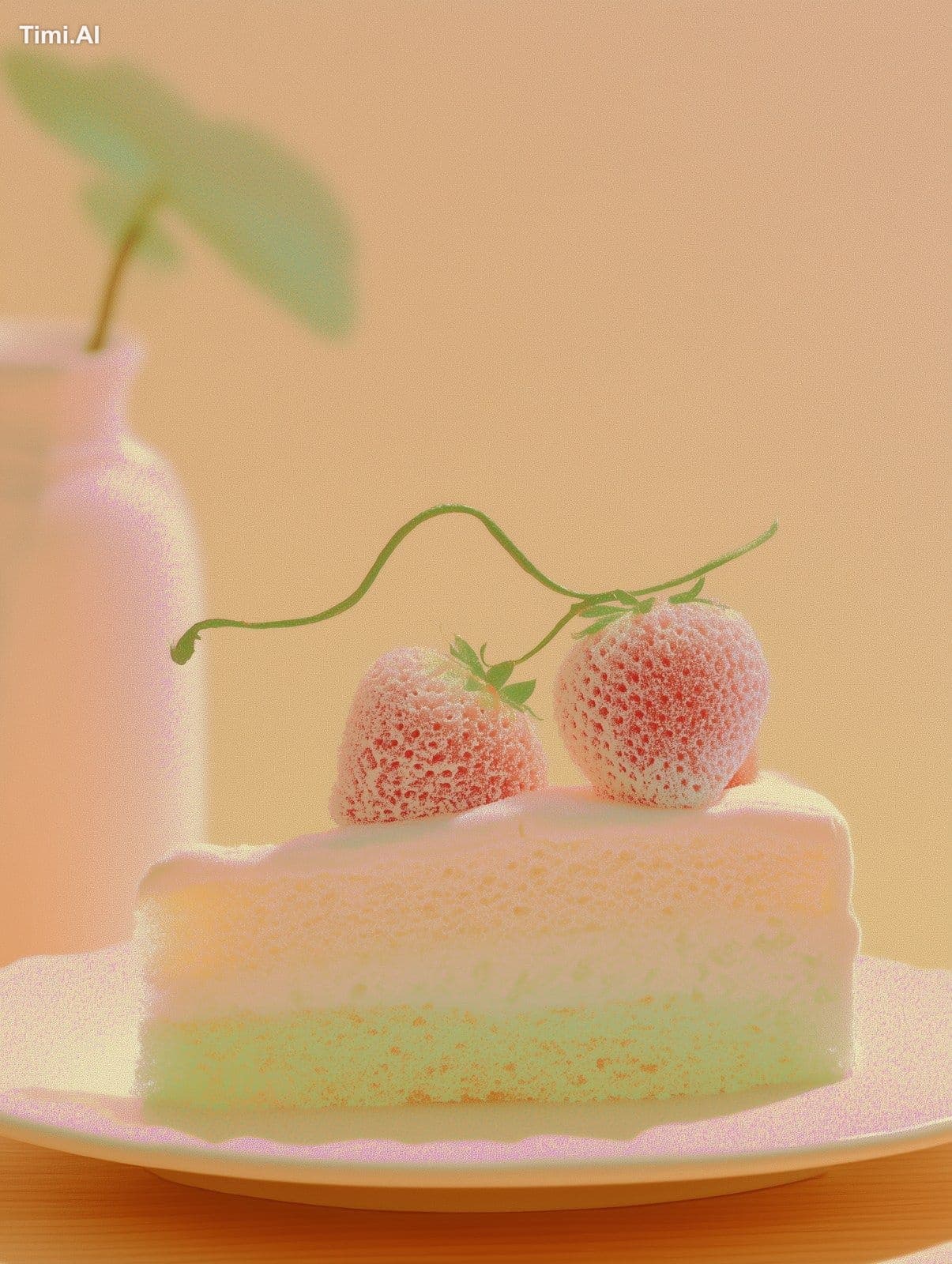 A minimalist scene on a pure white background. A slice of wh