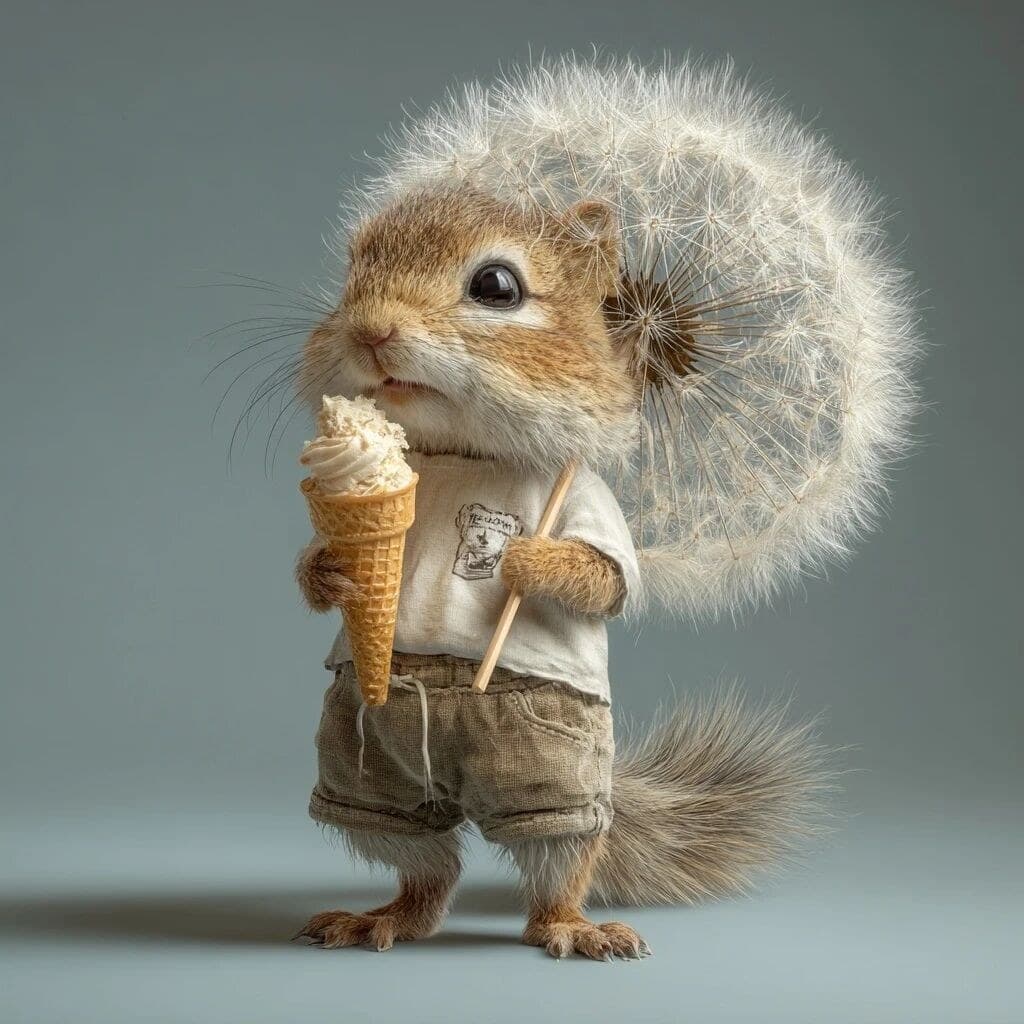 Create an ultra-realistic image of a baby squirrel holding a