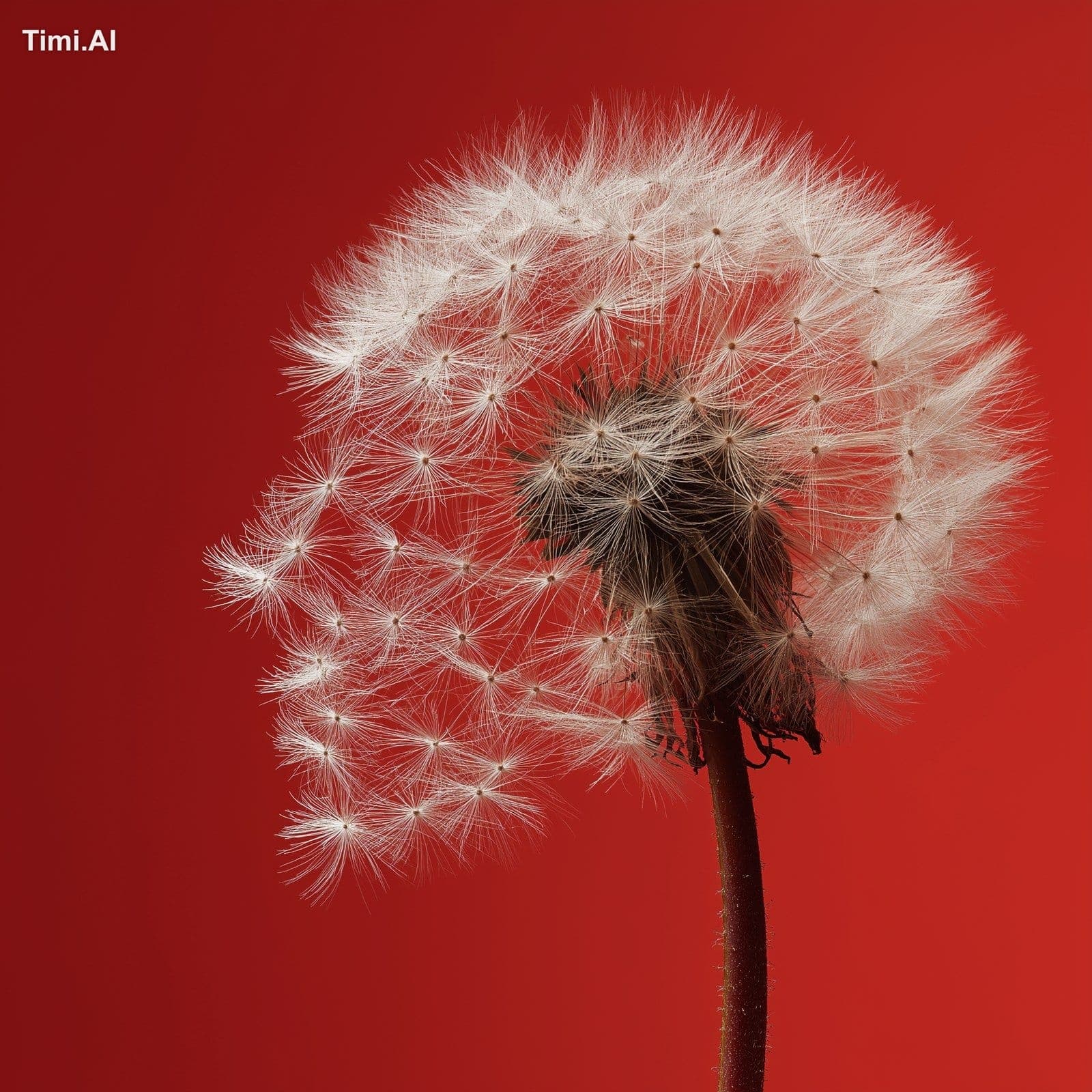 A Dandelion being blowed while its achenes seems to roughly 