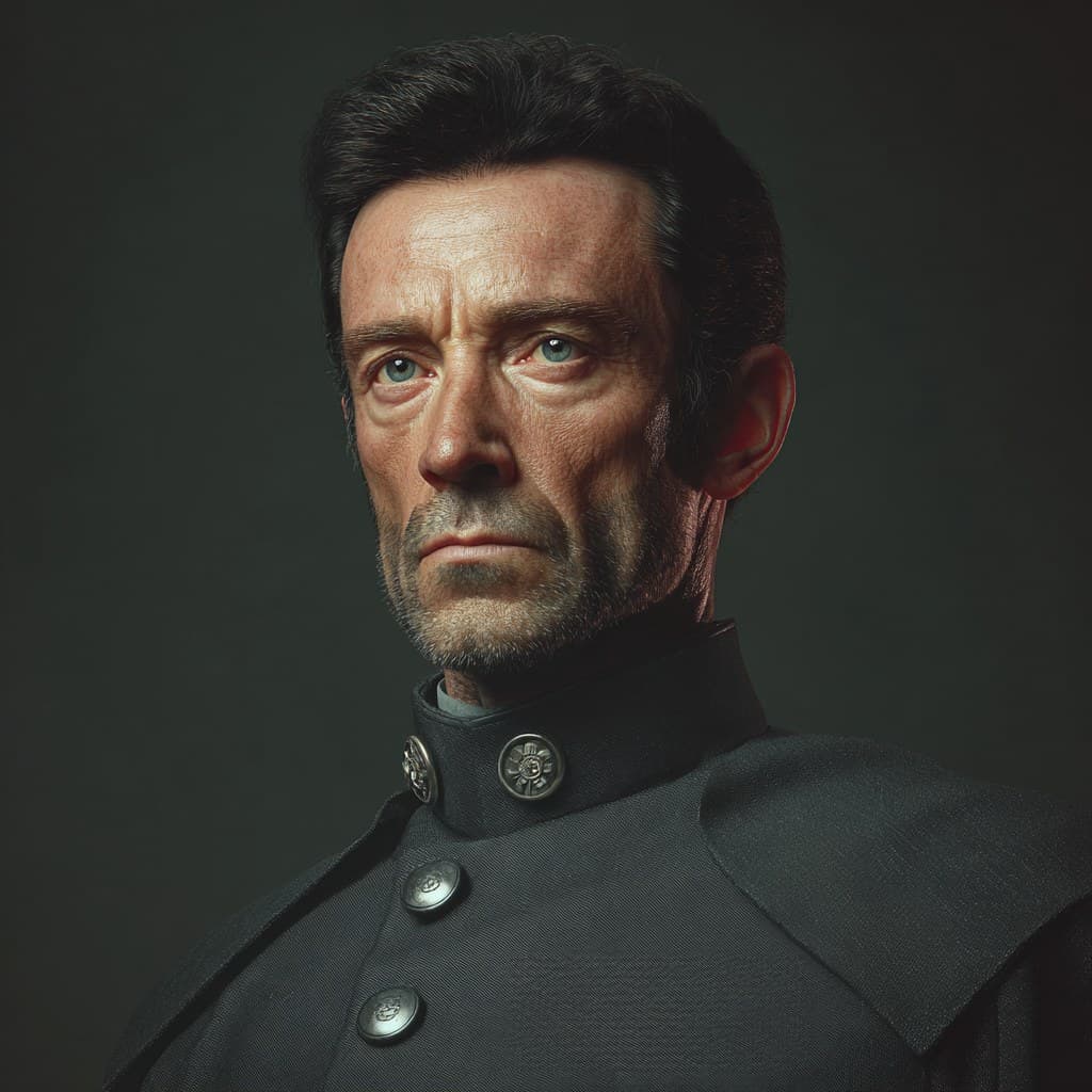 Hugh Jackman in a star wars Imperial officer uniform, photor