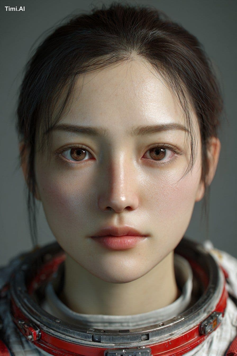 ultra-realistic portrait of a Chinese female astronaut, earl