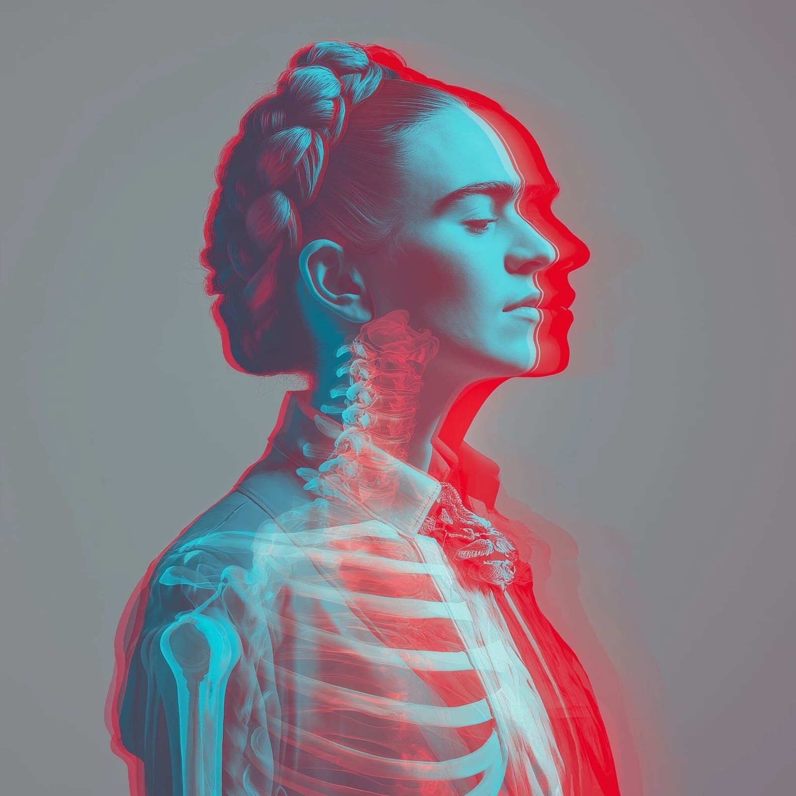 Frida Kahlo portrait in Insane51 style, perfect double expos
