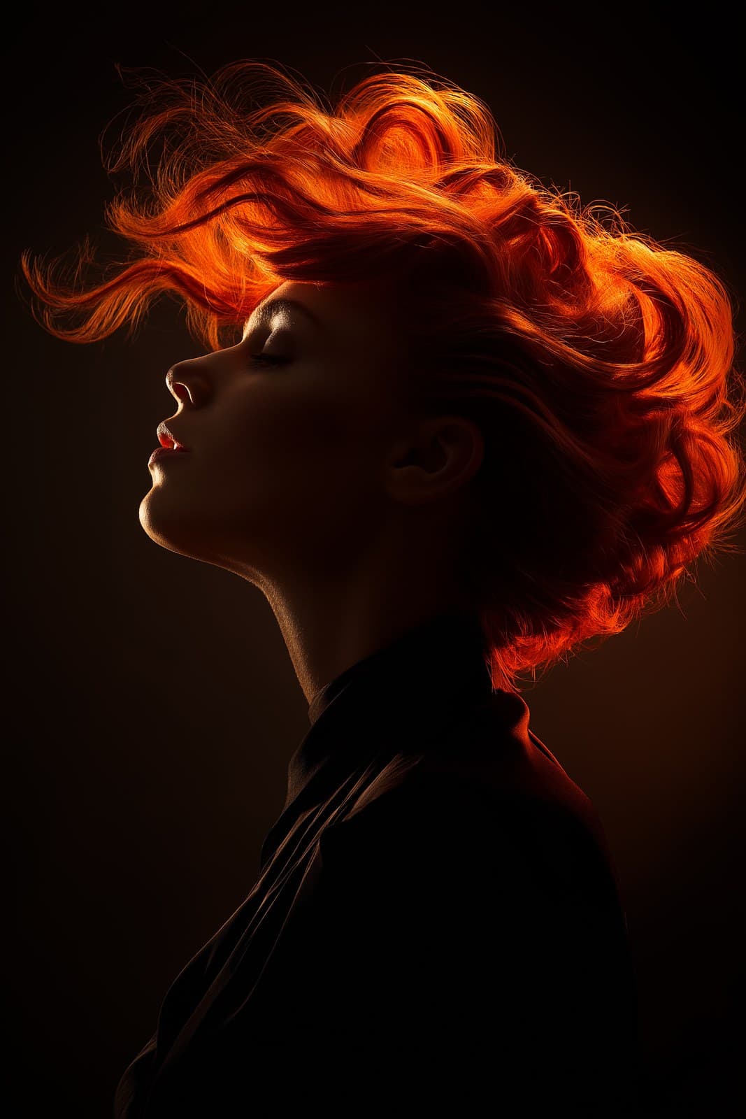we see a models hair swirling around her head, her her is fi
