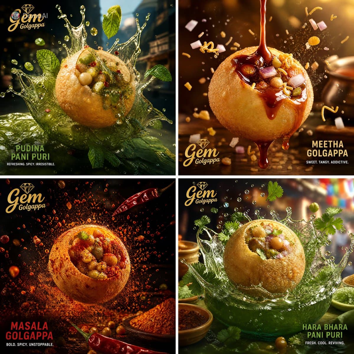 Commercial food photography ad campaign for Indian street fo