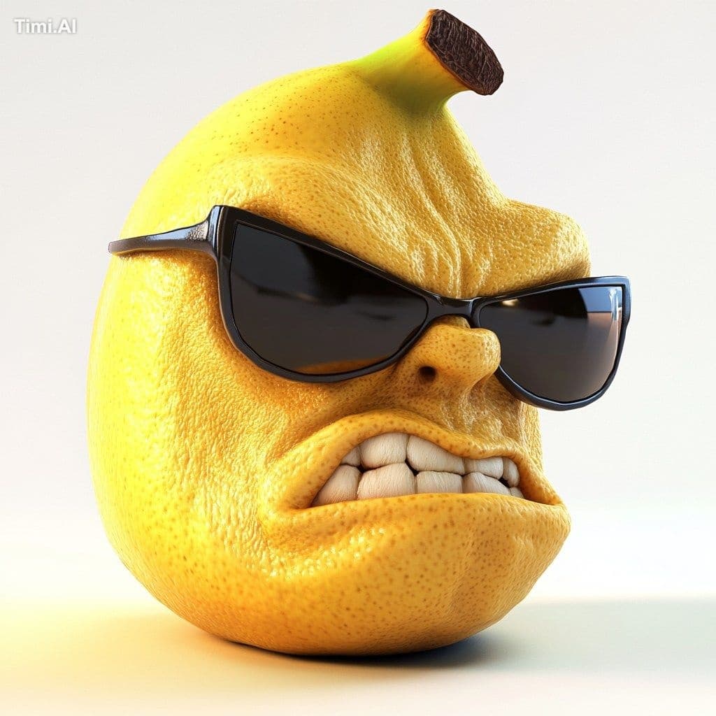 Generate an image of a face shaped like a banana, with human