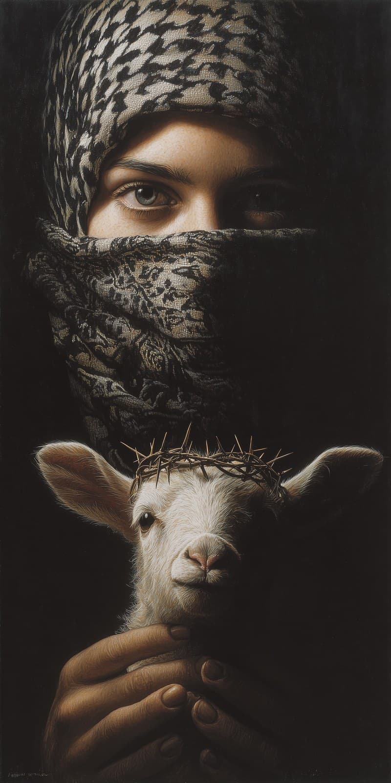 A breathtaking work of art with a black background. In the u
