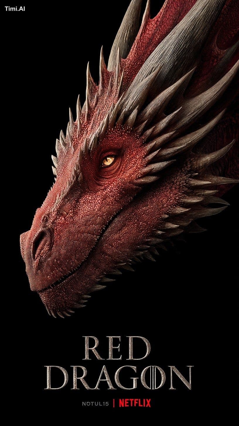 a Netflix movie poster, head portrait of a mighty dragon spi