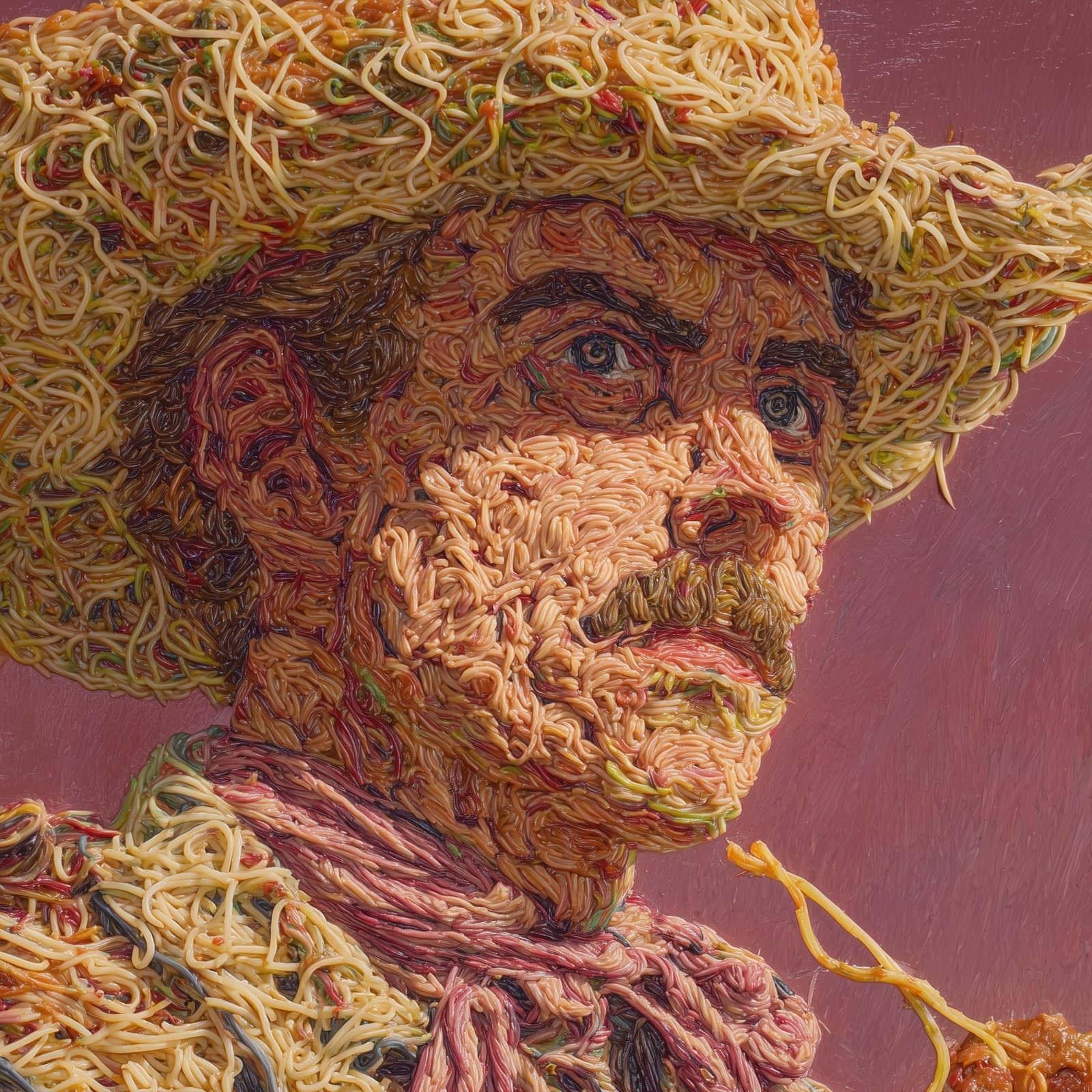 a painting of a close up intimate portrait of a cowboy made 