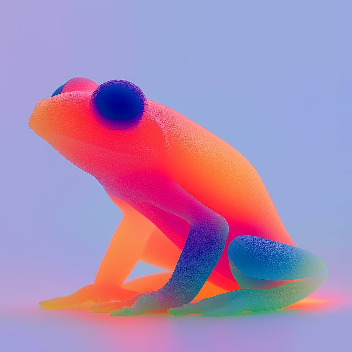 Ultraviolet tree frog with glowing holographic bright vivid 