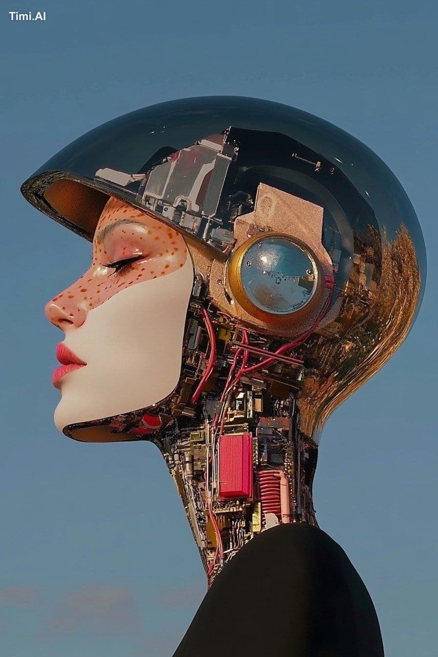 Android cyborg Compressed telluric female cyberpunk robot cr