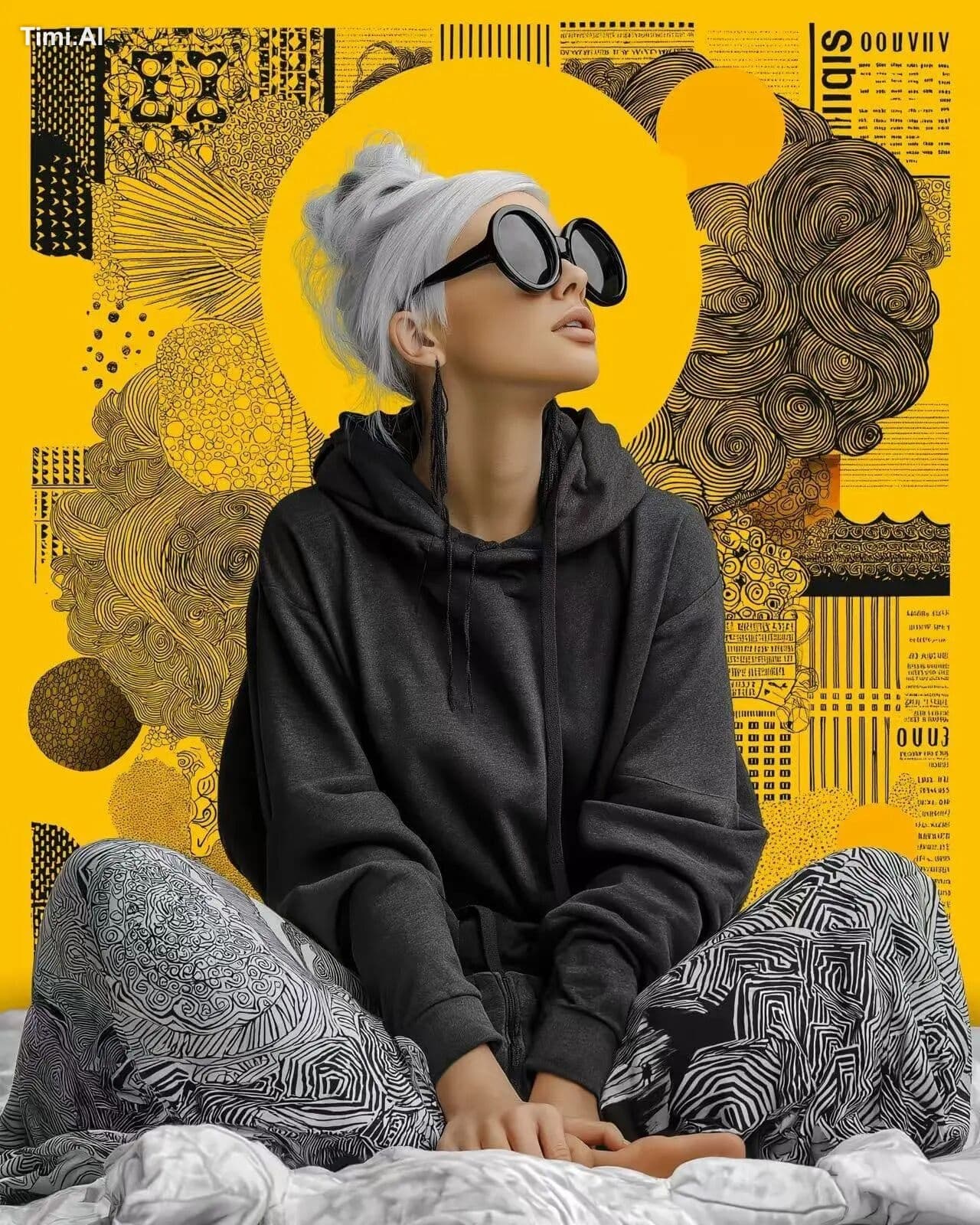 Surreal high fashion photography overlayed with zentangle li