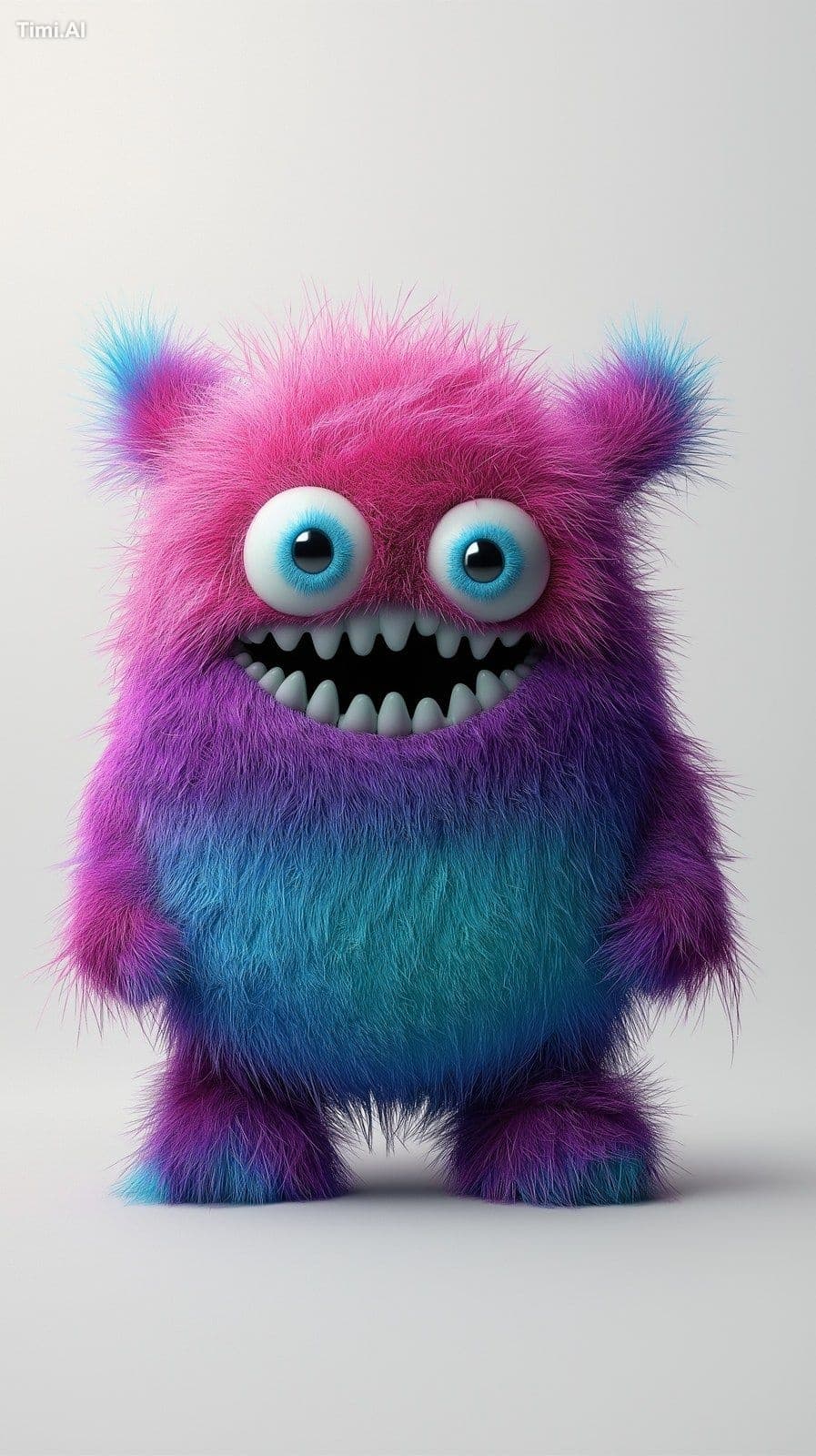 4K RESOLUTION, 3D Render Cute monster,vivid color, white bac