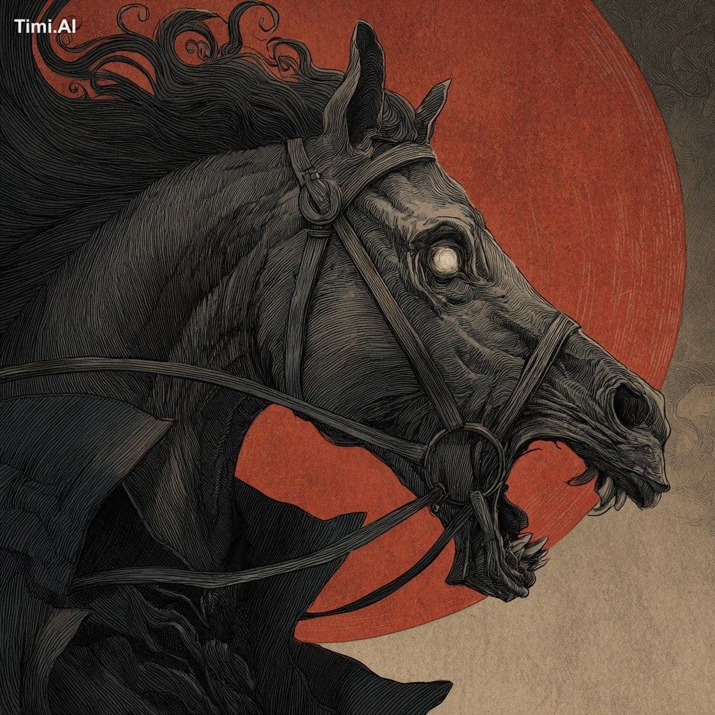 vampire horse in style of nosferatu in style of Nosferatu, e