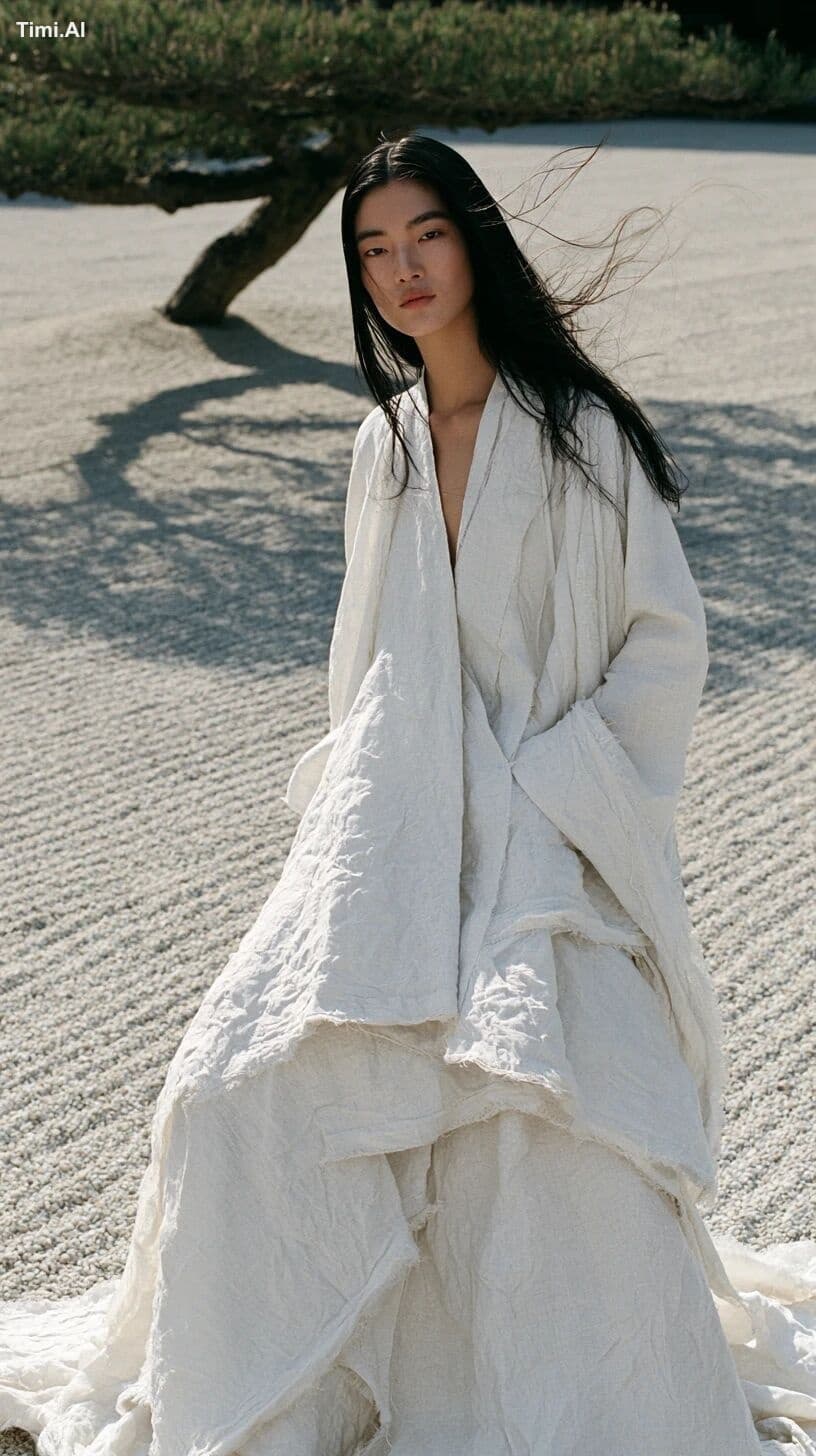 Japanese fashion editorial outdoor, model early 20s, delicat