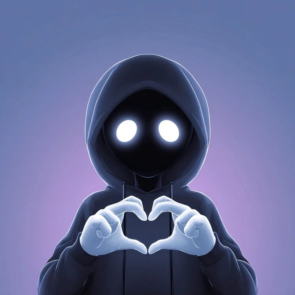 flat digital illustration of a hooded cartoon character in a
