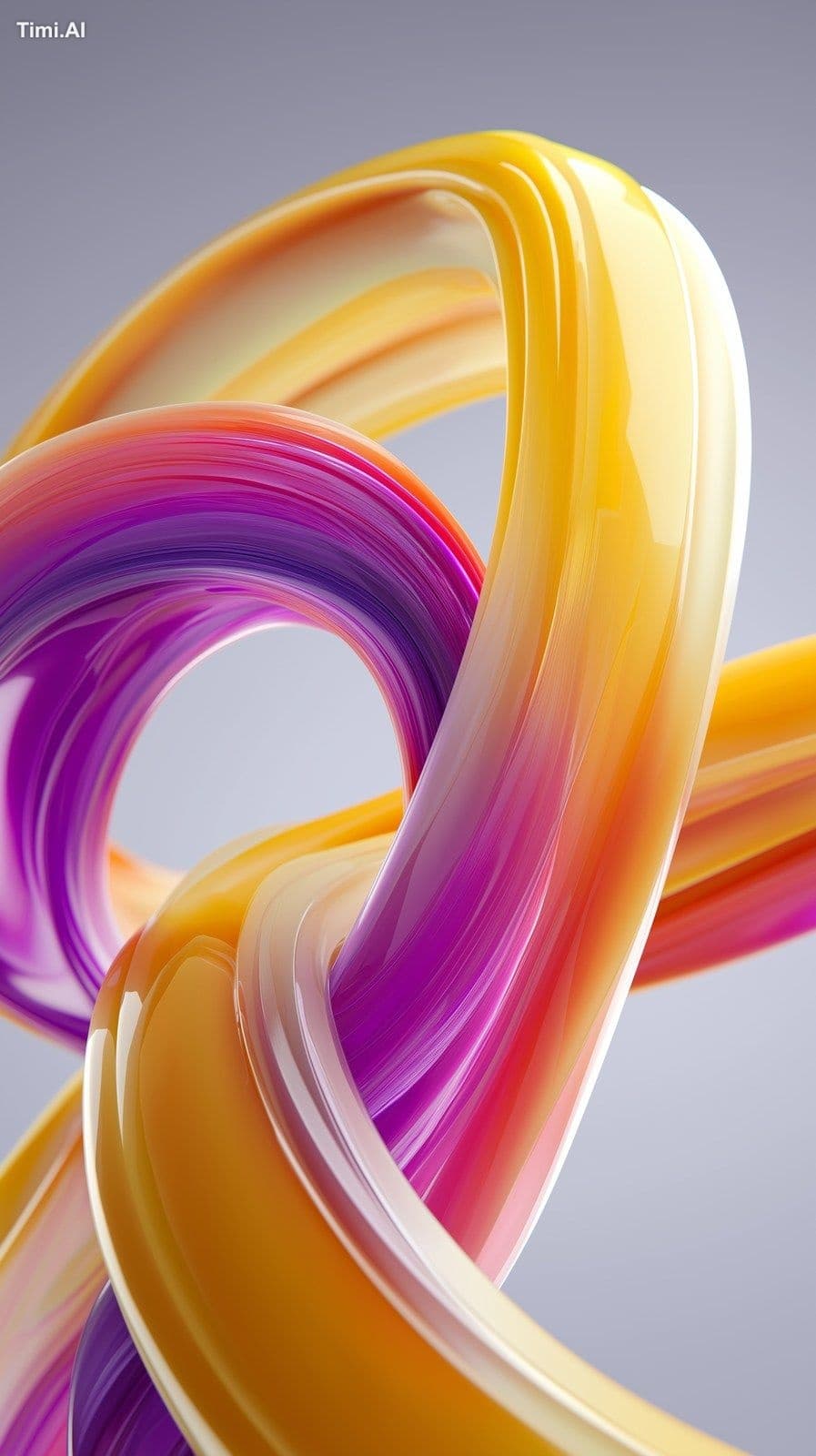 Abstract 3D smooth shape with intertwined loops, vibrant gra