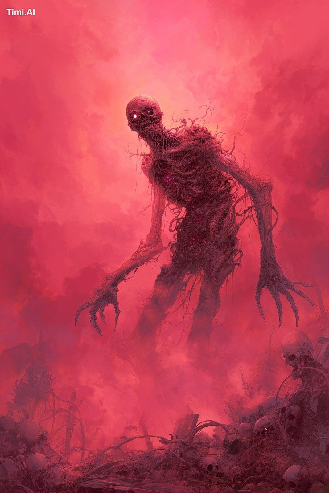 a grotesque, hyper-deformed creature standing in a nightmare