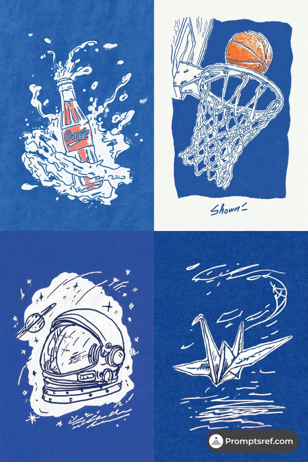 white chalk sketch on blue denim texture, risograph print st