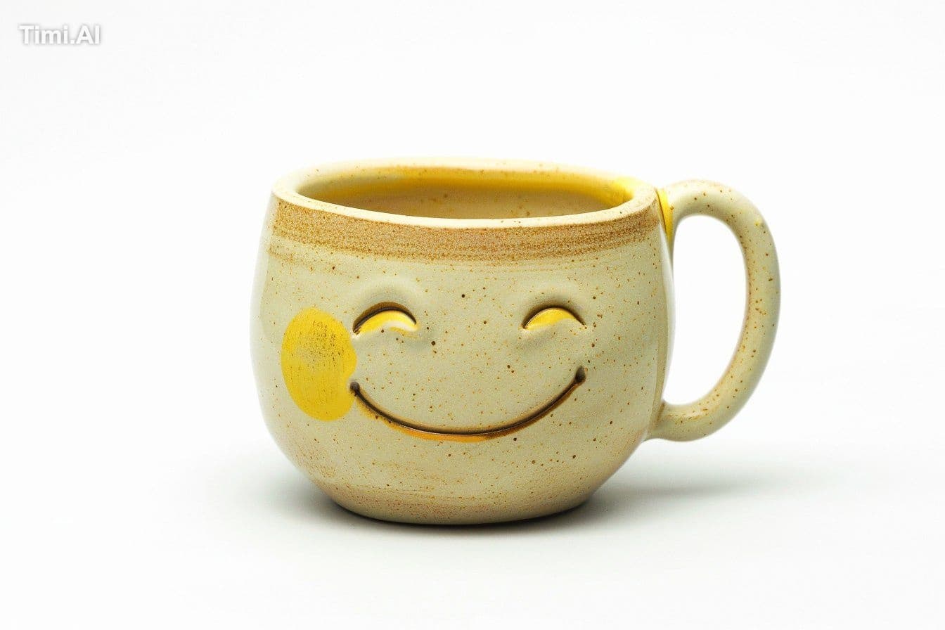 a ceramic mug with a [Subject+ description] design, 3D, [col