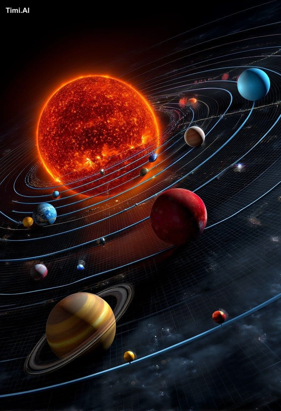 A realistic image of the solar system with all planets orbit