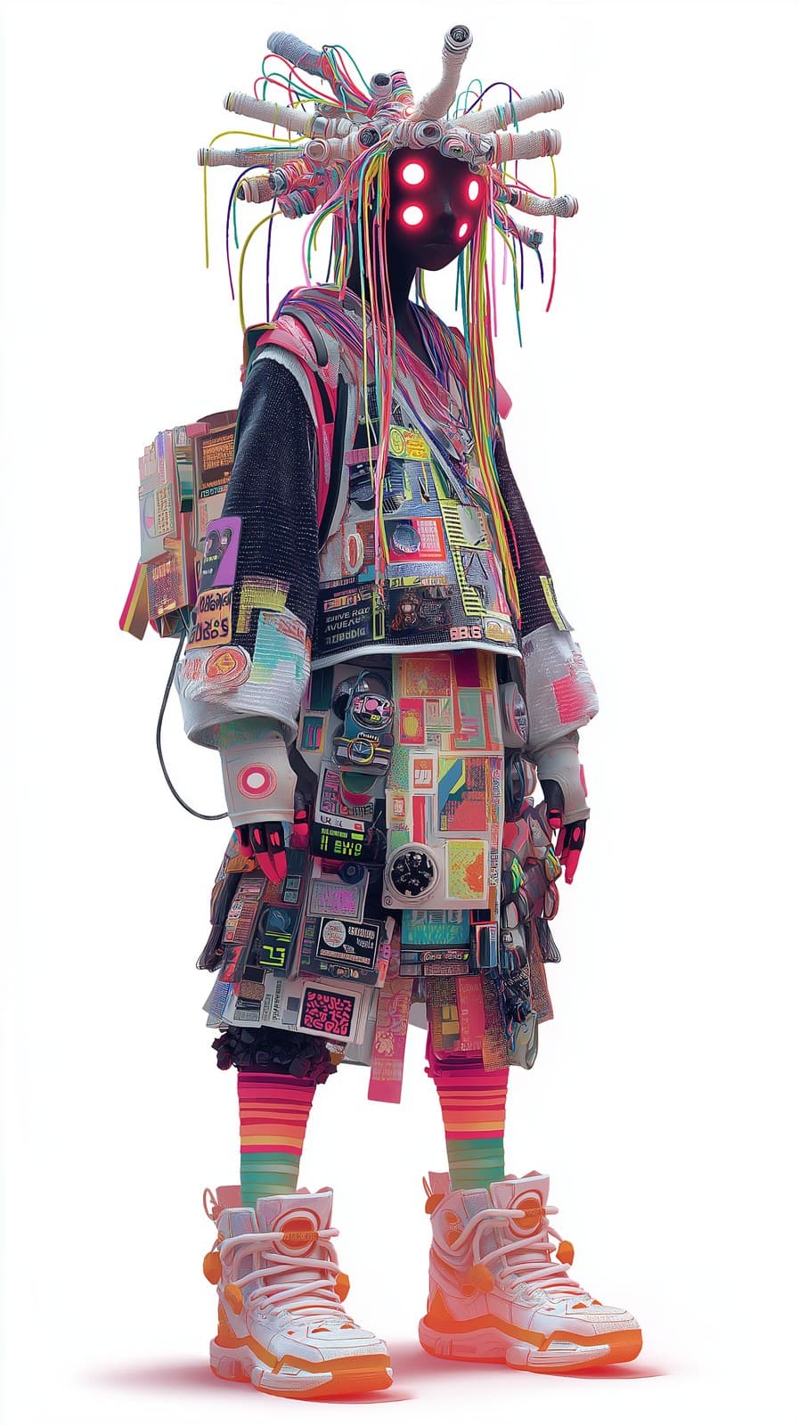 A surreal humanoid female character representing sensory ove