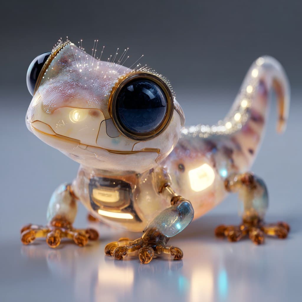 cute robotic crested gecko, environmental monitoring robot, 