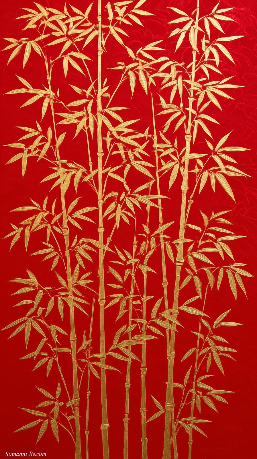 This is a decorative painting with a strong Oriental aesthet