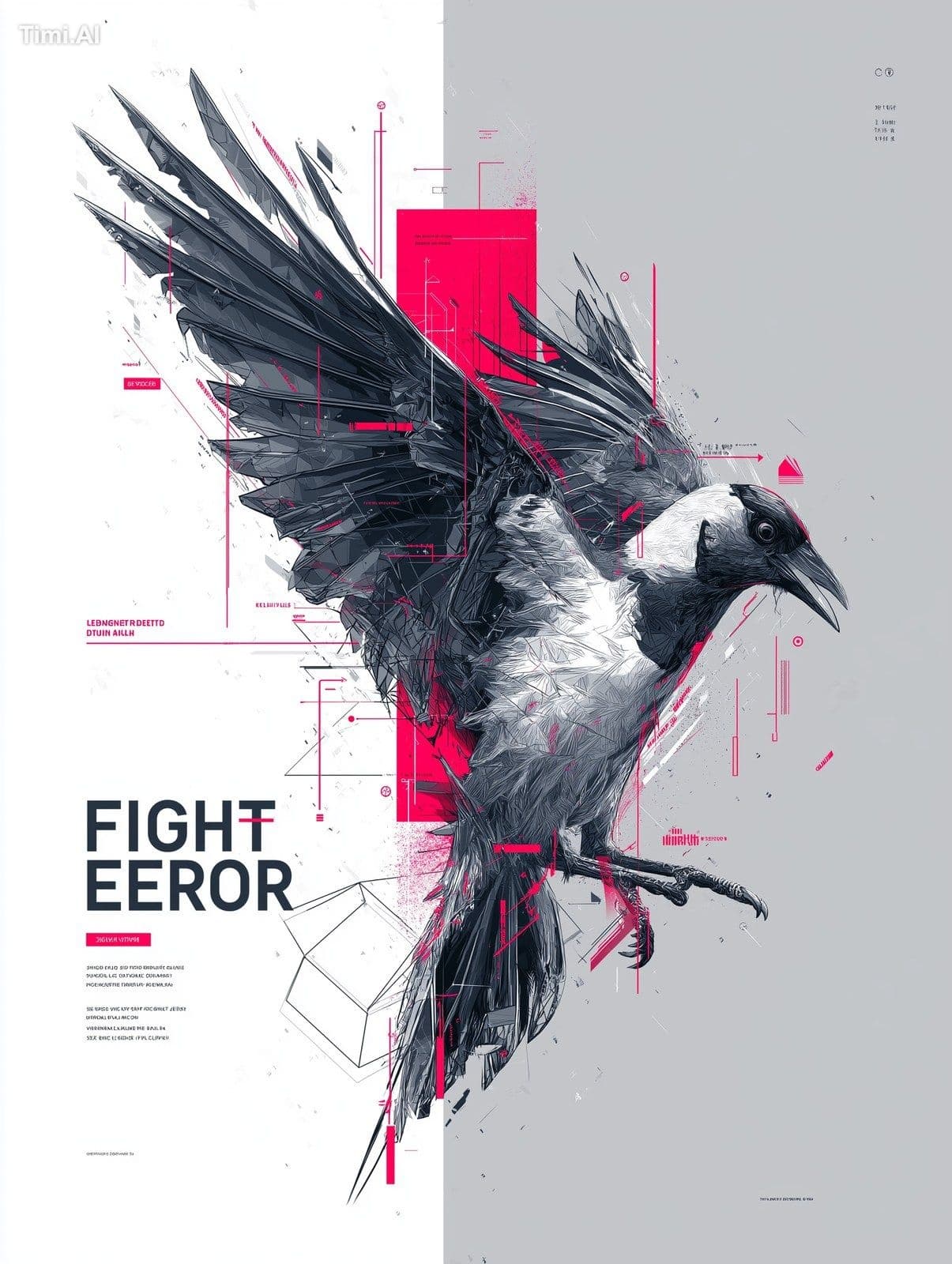 Graphic bird poster design exploring the theme of freedom wi