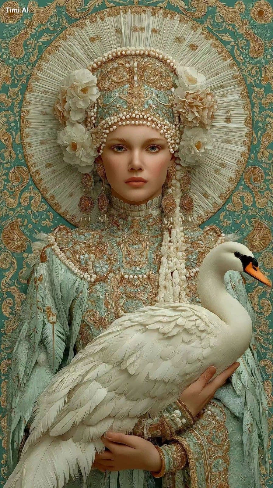fantasy portrait of a beautiful woman facing forward, wearin