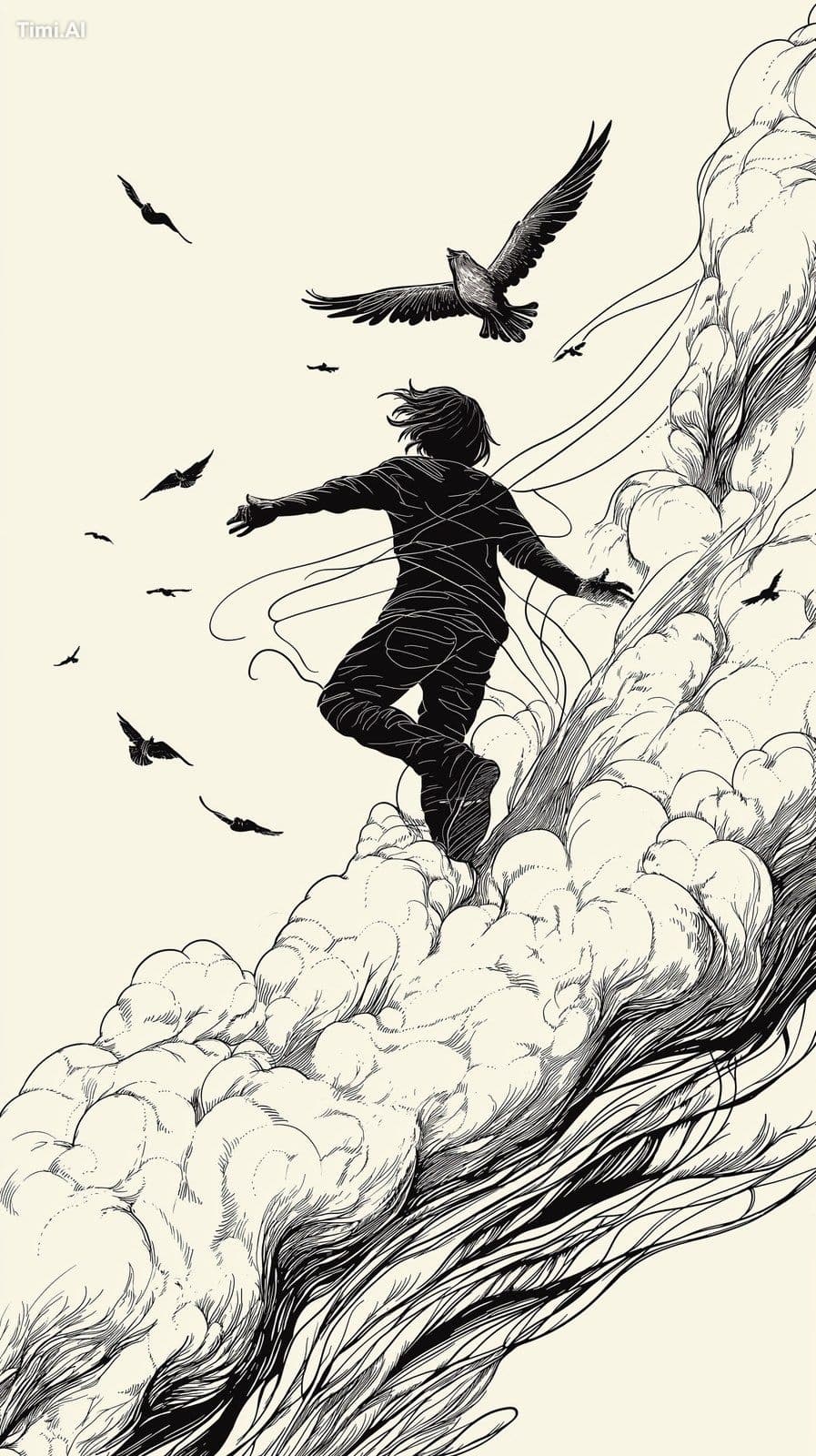 illustration for children book, above the clouds --ar 9:16 -