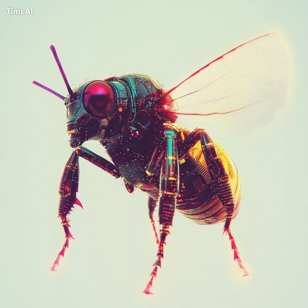 futuristic cyber bee, film photo, vintage photo, isolated ba