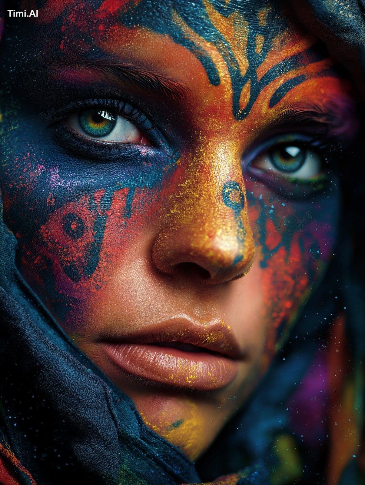 portrait of a sorceress witch, intricate face makeup like ma