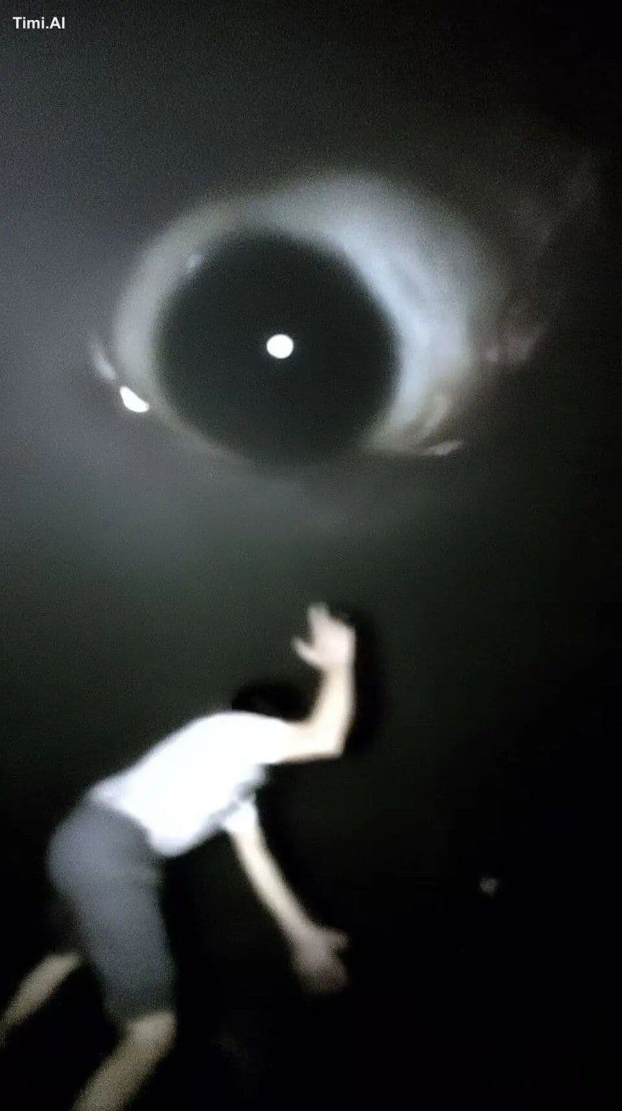 Shot of the massive eye in the abyss. The eye suddenly shift
