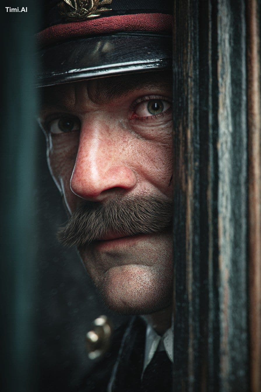 A cinematic, ultra-realistic shot of a man police detective