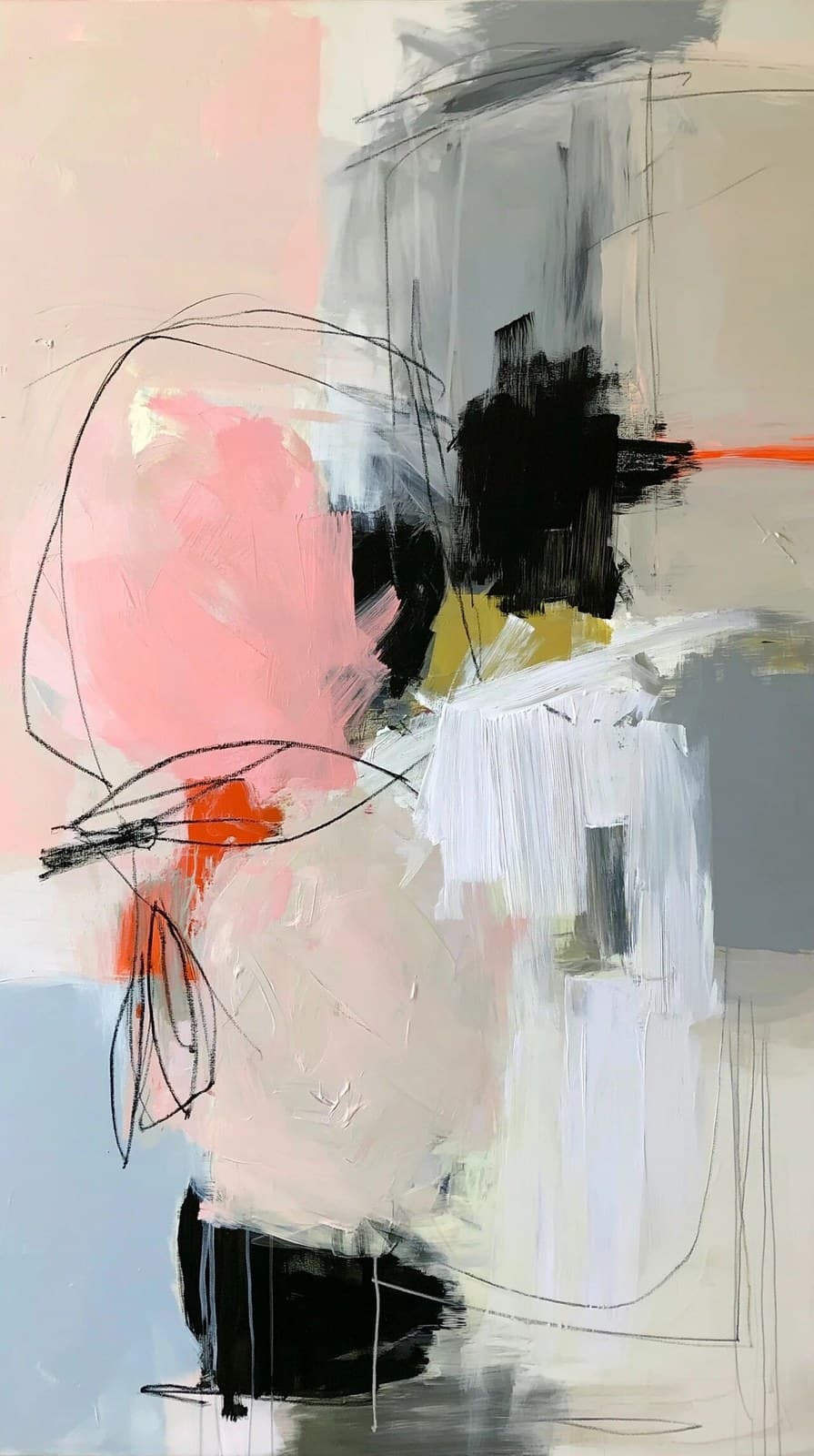 contemporary abstract painting, neutral beige cream taupe an